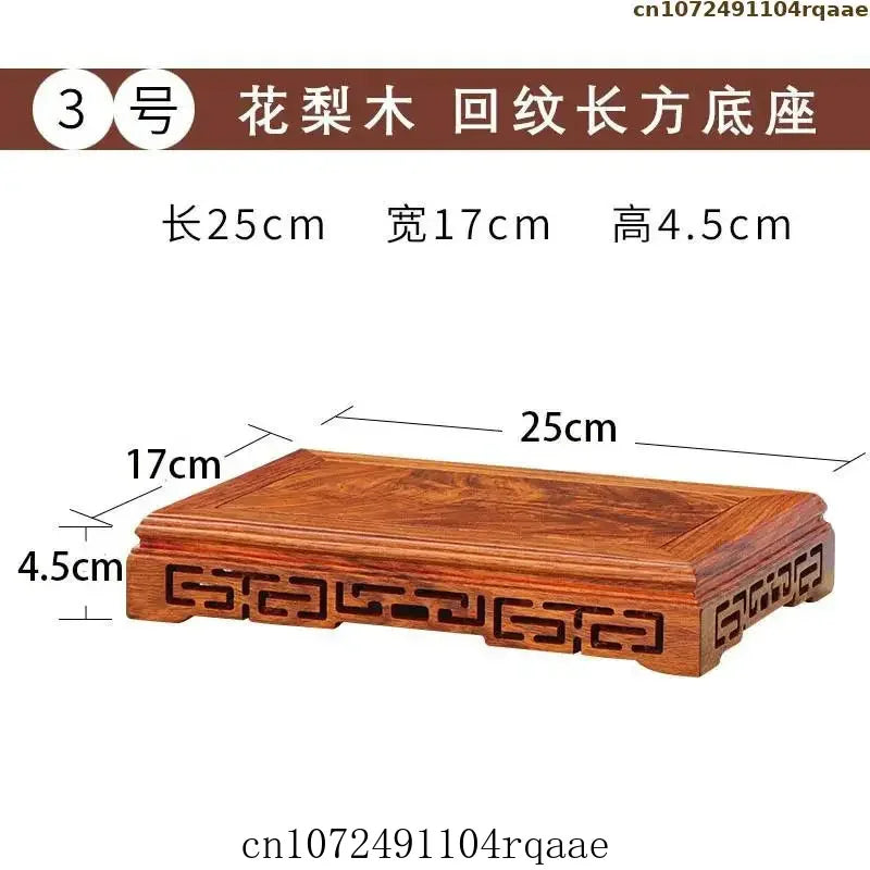 support présentation bois massif socle figurine vase théière décoration chinois traditionnel gravure