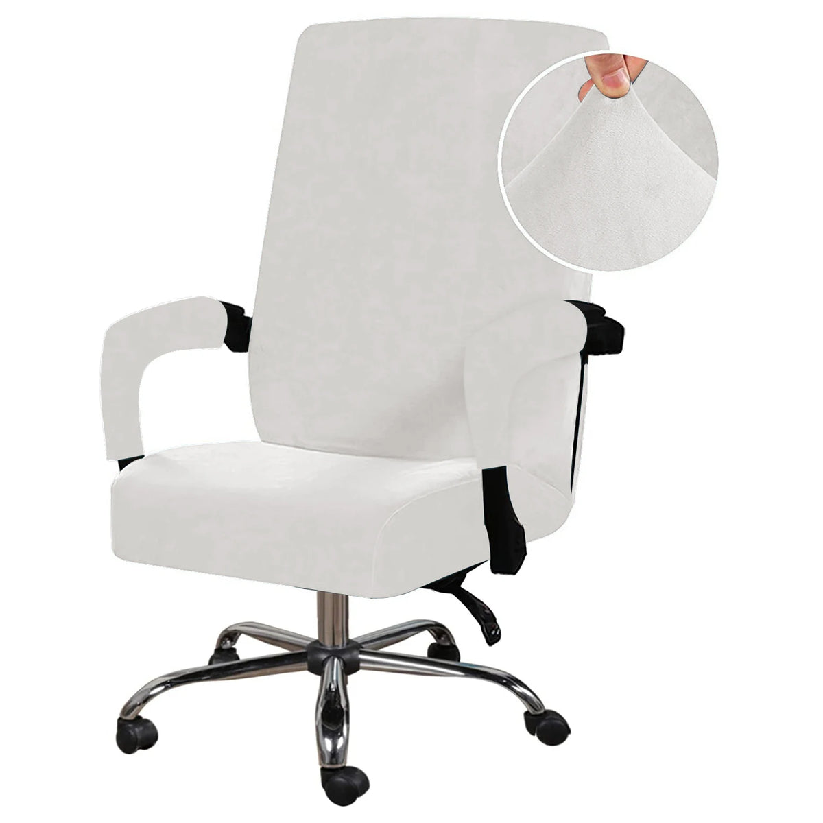 housse chaise velours doux moderne élastique fixe beige clair polyester elasthanne