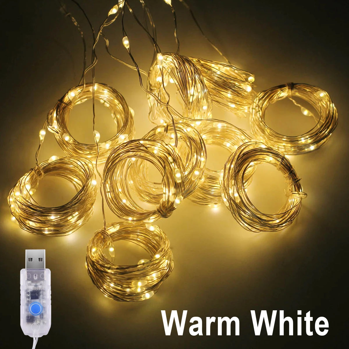 guirlande lumineuse blanc chaud moderne 3m 2m 1m led points lumineux translucide télécommande usb