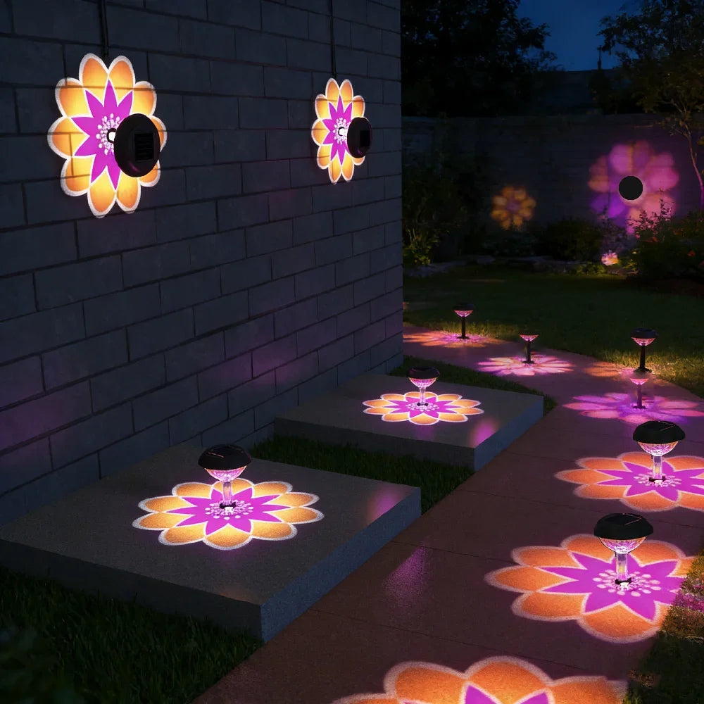 lampe solaire jardin violet jaune blanc fleur moderne extérieure ip65 led étanche contrôle tactile