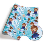 papier cadeau disney personnages anna elsa ariel bambi bleu rose jaune blanc
