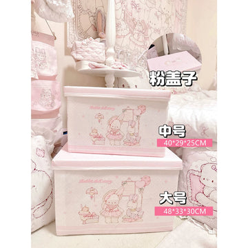 boîtes rangement rose mignonnes carreaux pliables poignées anti poussière enfantines chambre dormir