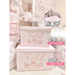 boîtes rangement rose mignonnes carreaux pliables poignées anti poussière enfantines chambre dormir