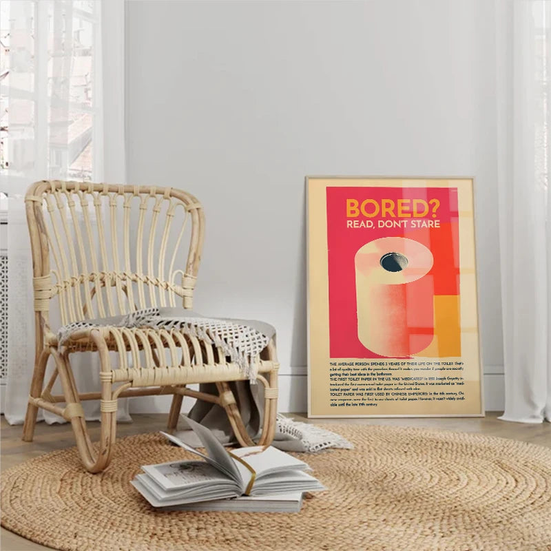 toile abstraite moderne minimaliste toilettier orange rouge beige sans cadre chambre