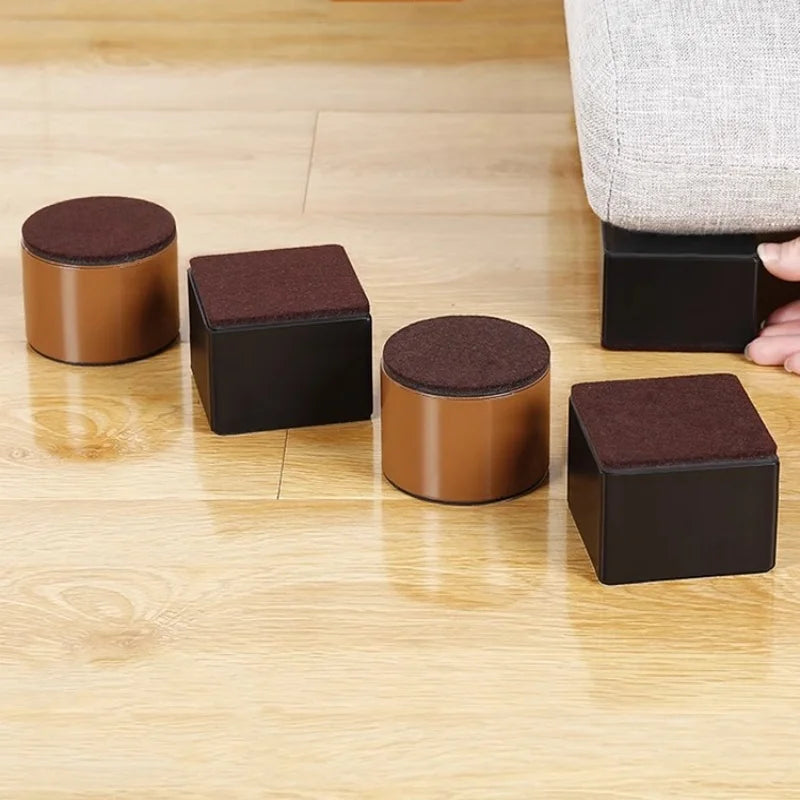 pieds lit hauteur ajustable marron noir tissu moelleux adhésif moderne élévateur antidérapant métal fer