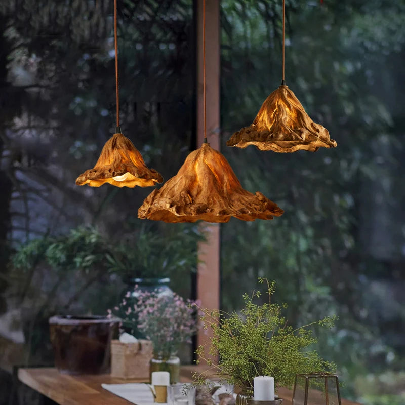suspension lumineuse marron clair moderne résine cuisine salon restaurant chambre