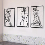 décorations murales abstraites modernes minimalistes noir blanc vert féminines lignes continues