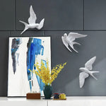 décoration murale oiseaux hirondelles résine blanche moderne minimaliste