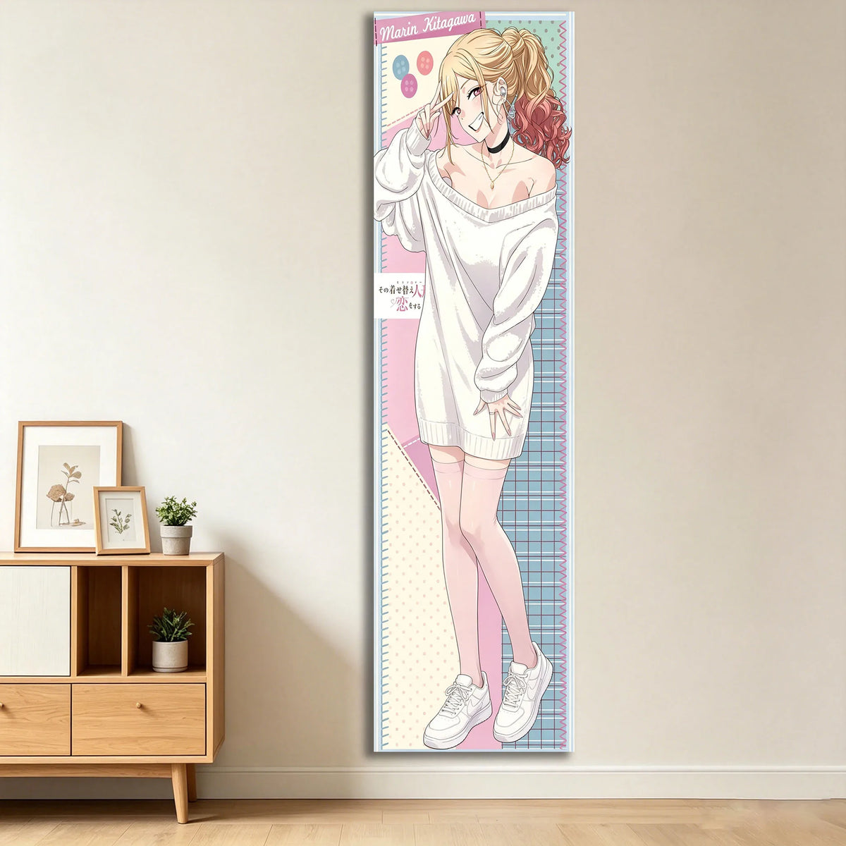 tapisserie moderne rayures horizontales blanc rose bleu clair grille croissance personnalisée opaquer Maria Kitagawa