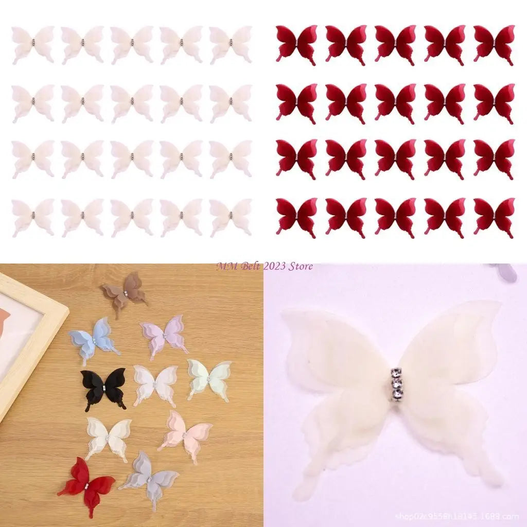 papillons décoratifs adhésifs blanc rose bleu marine rouge noir elegance enfants translucent veines strass