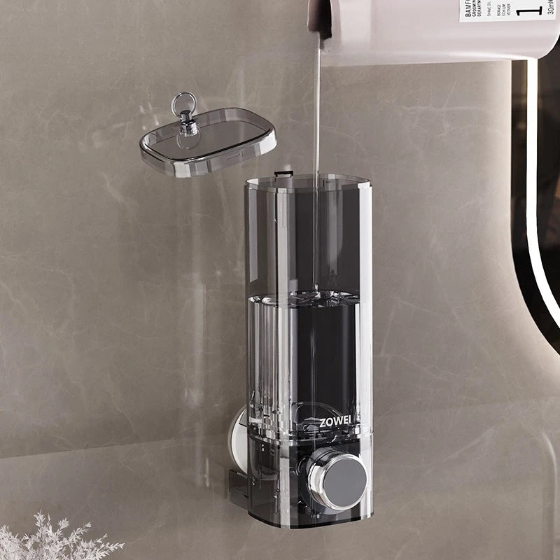 distributeur savon liquide adhésif transparent noir facile moderne minimaliste salle bain cuisine