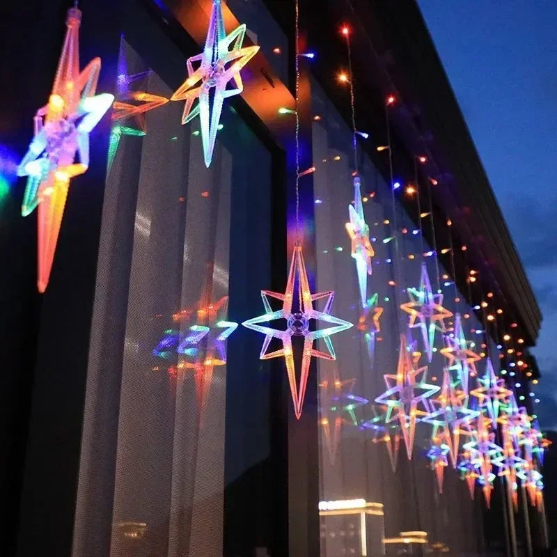 décoration noël étoiles lumineuses fil blanc multicolores extérieures ip44 étanches moderne