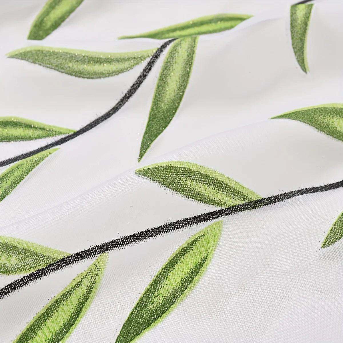 rideau moderne feuilles vertes blancs fenêtre maison 100% polyester deux pièces