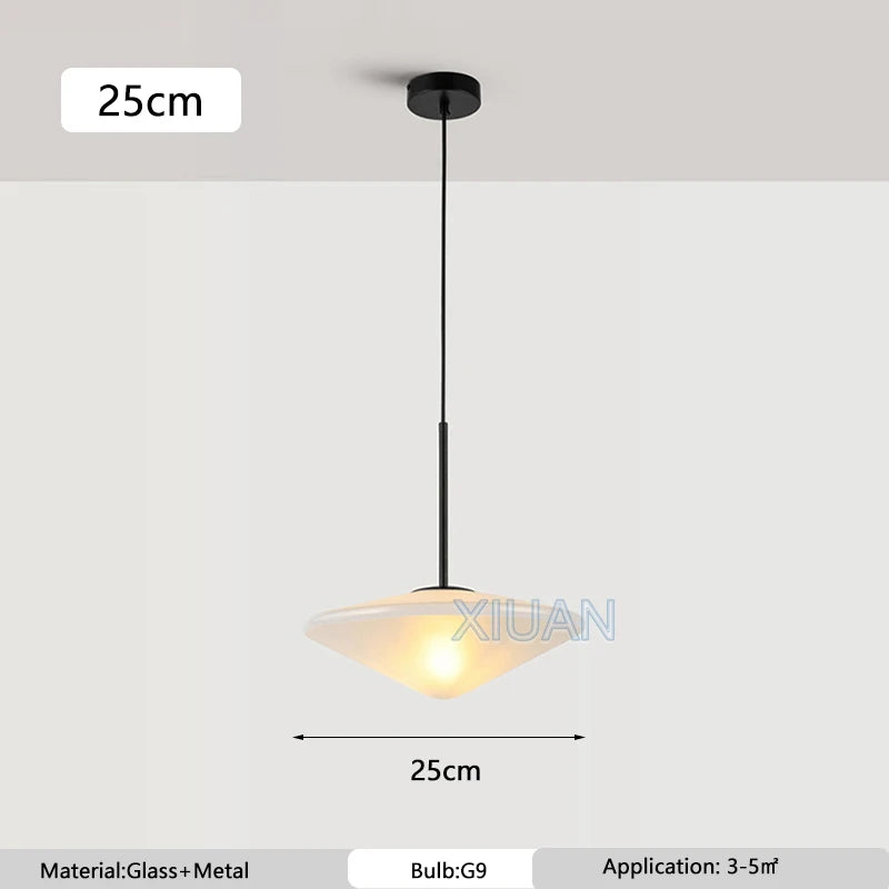 suspension lumineuse moderne minimaliste abat jour verre opaque lumière chaude diamètre 35cm câble chambre