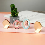 cadre photo vintage floral rose bleu doré ornementé métal alliage support posable decoration maison