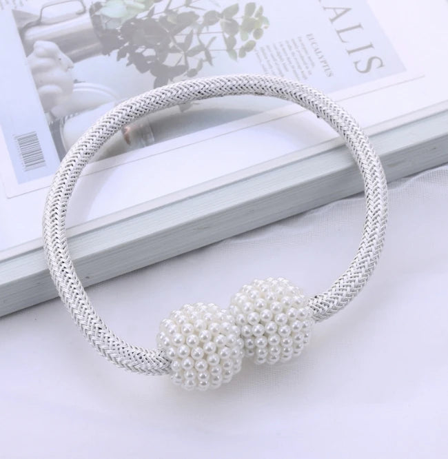 boucles rideau magnétiques décoratives moderne gris blanc tissu texturé accessoires rideaux élégants clips suspension