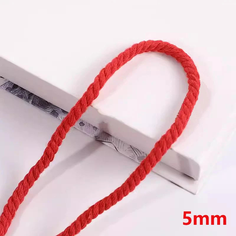 cordon coton torsadé rouge 12 20mm longueur 10mètres décoration sacs robuste écologique