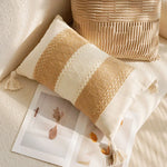 coussins patchwork marron beige motifs géométriques imprimé léopard contemporain polyester coton respectueux environnement non