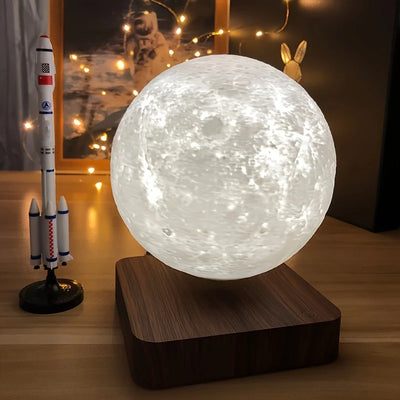 Lampe lune lévitation magnétique flottante rotative blanche