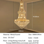 lustre classique doré cristal câbles suspension salon chambre lumière 4000k 3000k 6000k