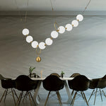 suspension lumineuse moderne boules translucides blanc salon chambre pendentif métal nordique lumière