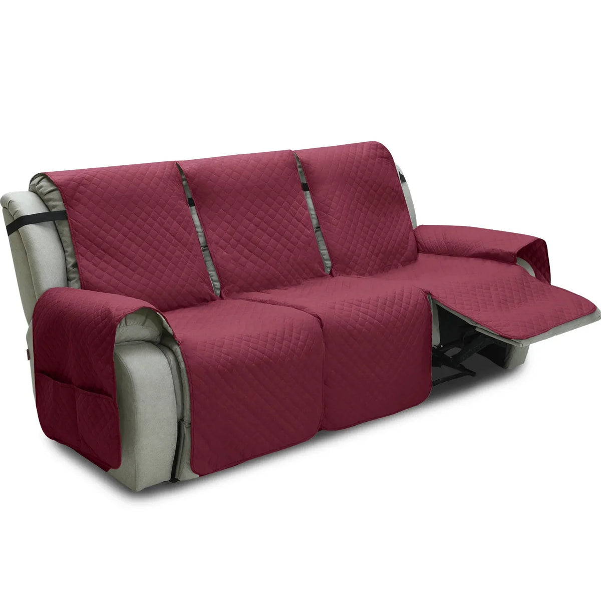 housses fauteuil inclinable gris quilté moderne élastique ajustable poche rangement lavage machine salon