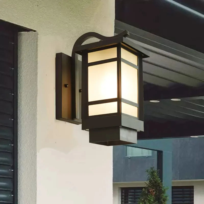 lampe murale moderne noir verre trempé éclairage extérieur résistant hydrofuge facile