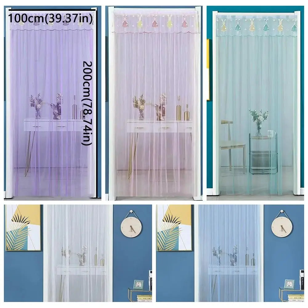 rideau violet bleu rose lapins transparent moderne fenêtre auto agrippante 100cm 200cm