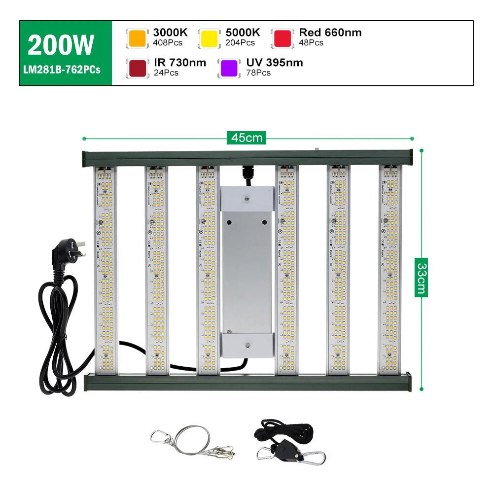 lampe culture plantes led 120w 200w 320w spectre complet interrupteur alu moderne vert blanc
