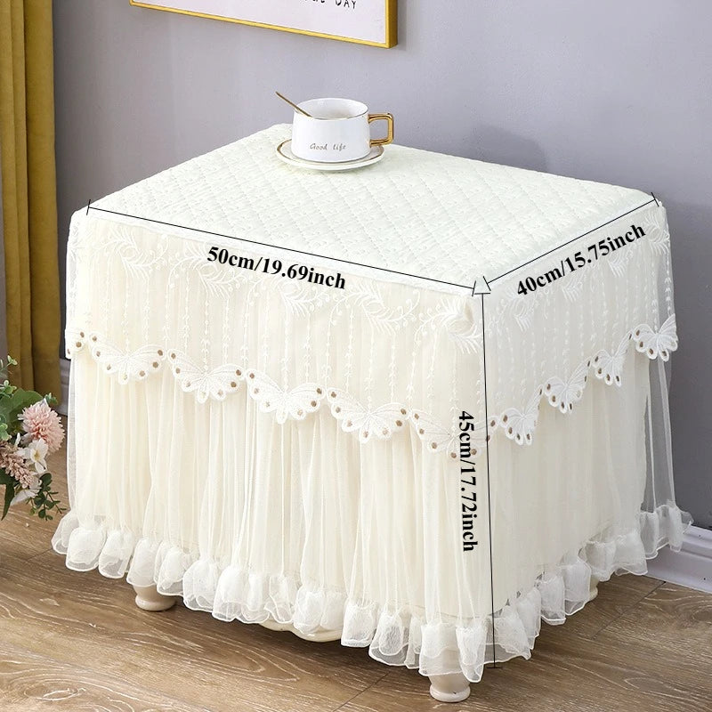 couvre table rose clair classique dentelle fronces coton polyester chambre coucher réutilisable texture solide