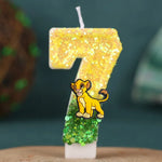 bougies numériques animales paillettes lion jaune vert anniversaire enfant festive