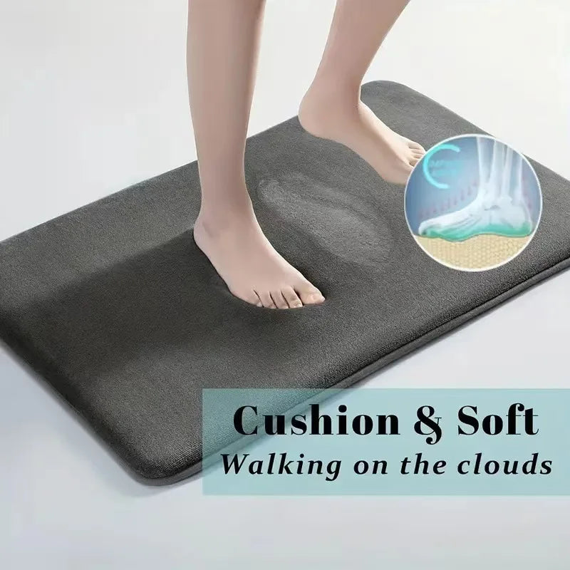 tapis sol gris moderne doux antidérapant microfibre 60cmx90cm salon salle bain