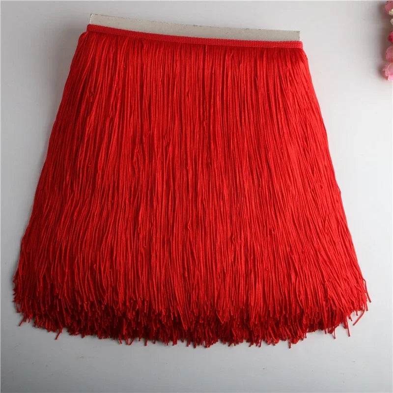 franges dentelle polyester jupe danse latine decoration partie moderne rouge noir vert bleu violet