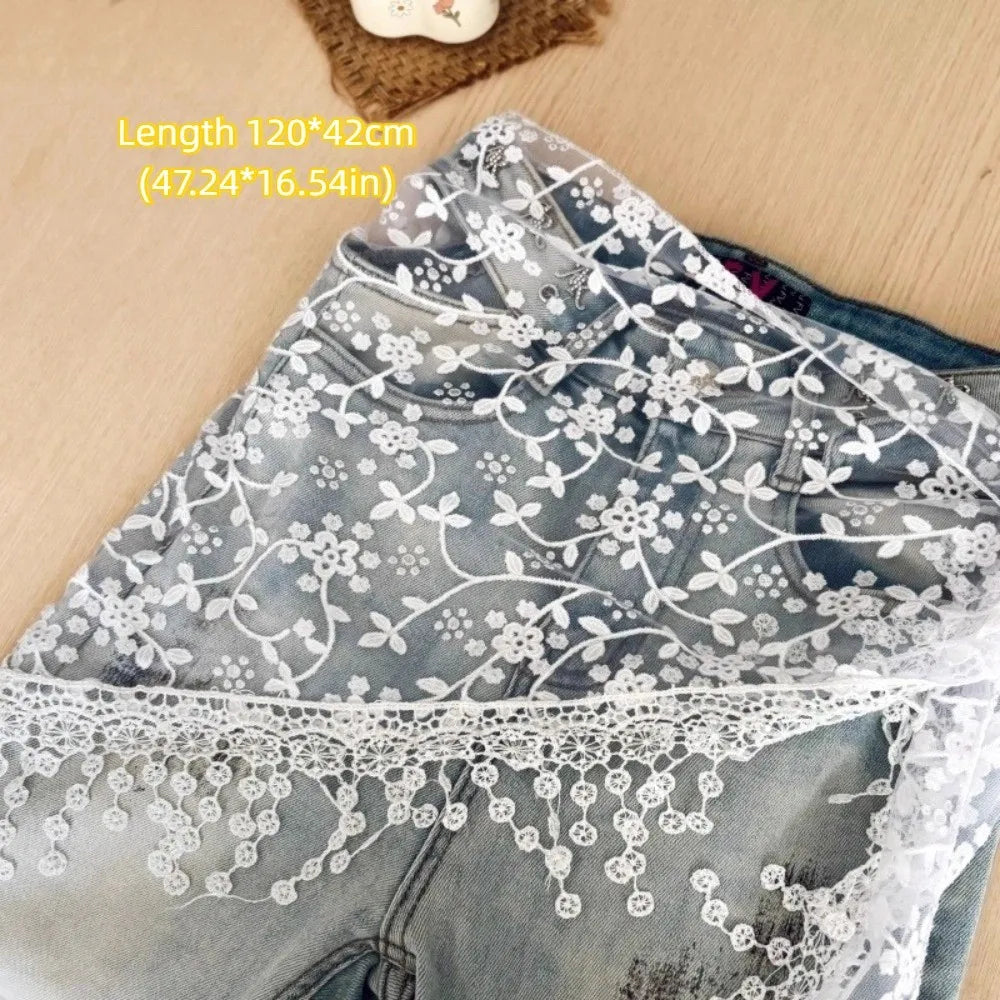 écharpe femme blanc broderie florale classique haute élasticité polyester asymétrique été junior clips