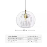 suspension lumineuse moderne cognac clair gris transparent rayures verticales ampoule g9 5w chaîne métallique