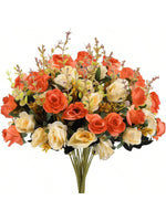 décoration maison bouquet fleurs artificielles rouge crème bleu vert extérieur champêtre