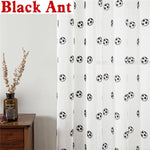 rideau transparent football brodé moderne polyester blanc anneaux maison