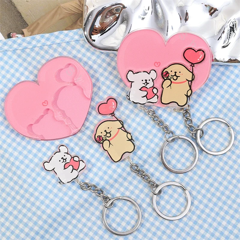 porte clés mural kawaii ours chien cœur rose décoration maison