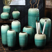 vase céramique vert turquoise dégradé noir élégant décoration intérieure minimaliste asiatique