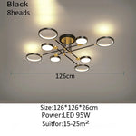 lustre moderne suspension lumineuse tête métallique noir or lisse géométrique chambre salon
