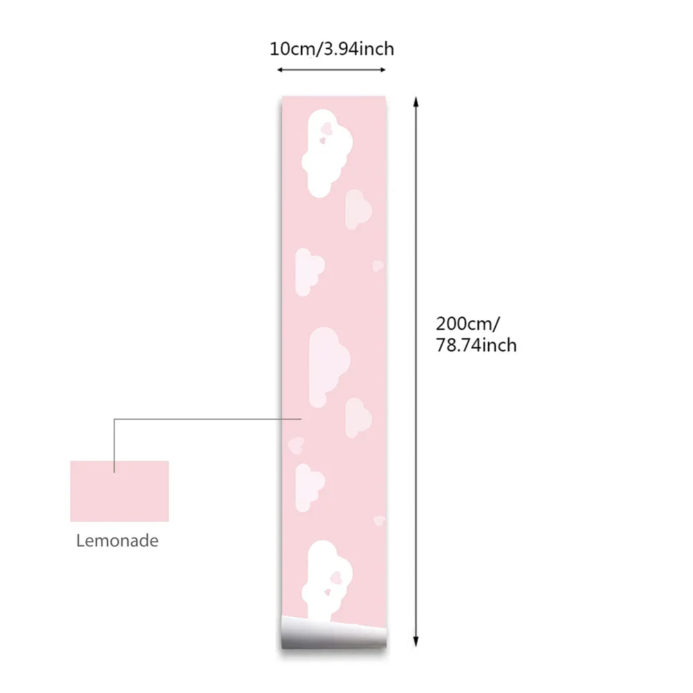 ruban decoratif adhesif nuages coeurs rose clair mur chambre enfants decoration intérieure