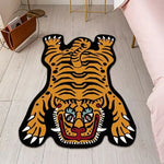 tapis orange tigre stylisé moderne antidérapant polyester velouté graphique salon chambre