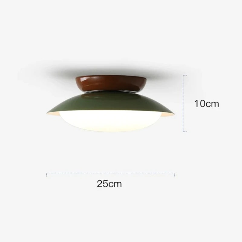 luminaire led moderne vert olive marron blanc crème minimaliste opaque fixé base métal éclairage