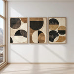 affiches abstraites modernes toile beige marron sans cadre ensemble trois impressions minimalistes
