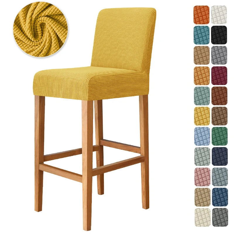 Housse chaise jaune rayée moderne adhésive polyester bar stool banquet