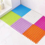 tapis bain imperméable anti dérapant bleu blanc rose vert orange violet losange moderne minimaliste