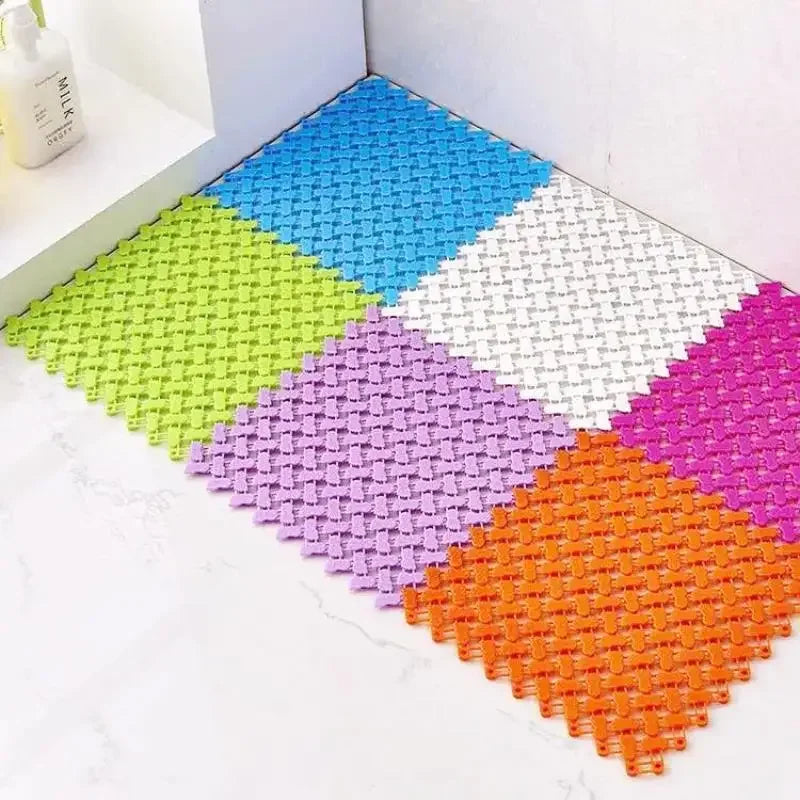 tapis bain imperméable anti dérapant bleu blanc rose vert orange violet losange moderne minimaliste