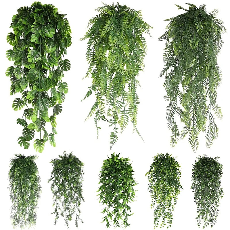 guirlande plante artificielle feuilles monstera suspendue décoration jardin intérieur mariage fleurs artificielles vertes naturelles