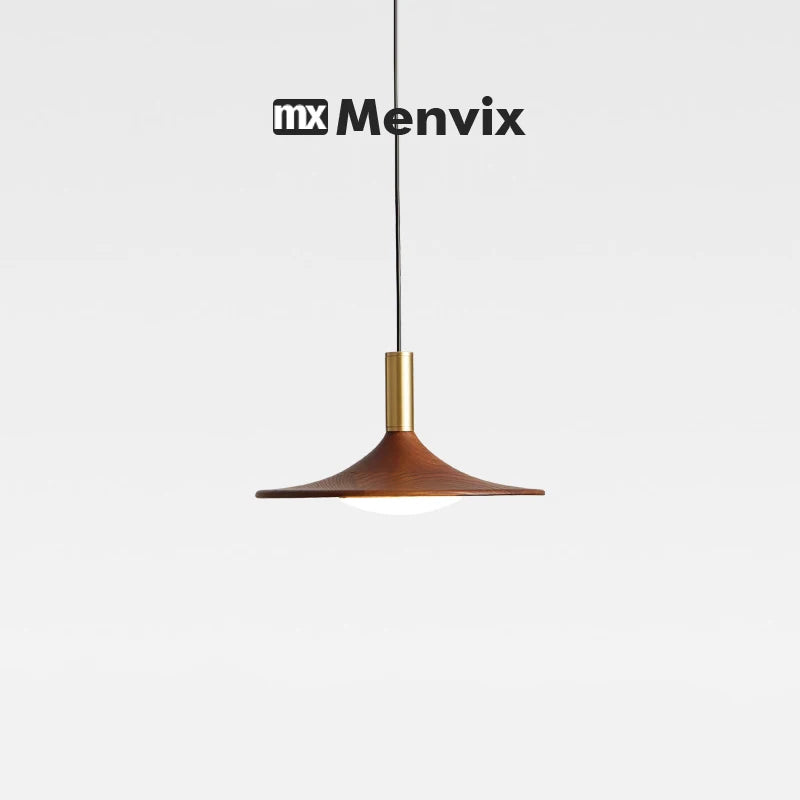 suspension lumineuse moderne scandinave aspect bois câble métallique marron doré blanc