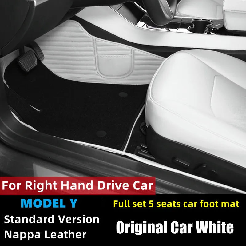 tapis sol voiture tesla model cuir artificiel fibre synthétique noir blanc moderne sac rangement